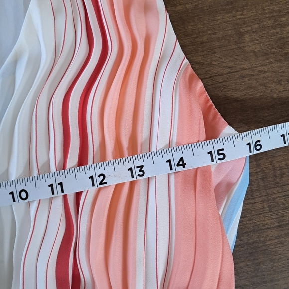 Loft Womens Multi Colored Pleated VNeck Sleeveless Dress White Size Small Petite - Picture 4 of 7